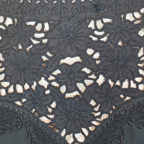 Wendy Hil Black 100% Cotton Lace Trim Tank Top - Picture 3 of 6